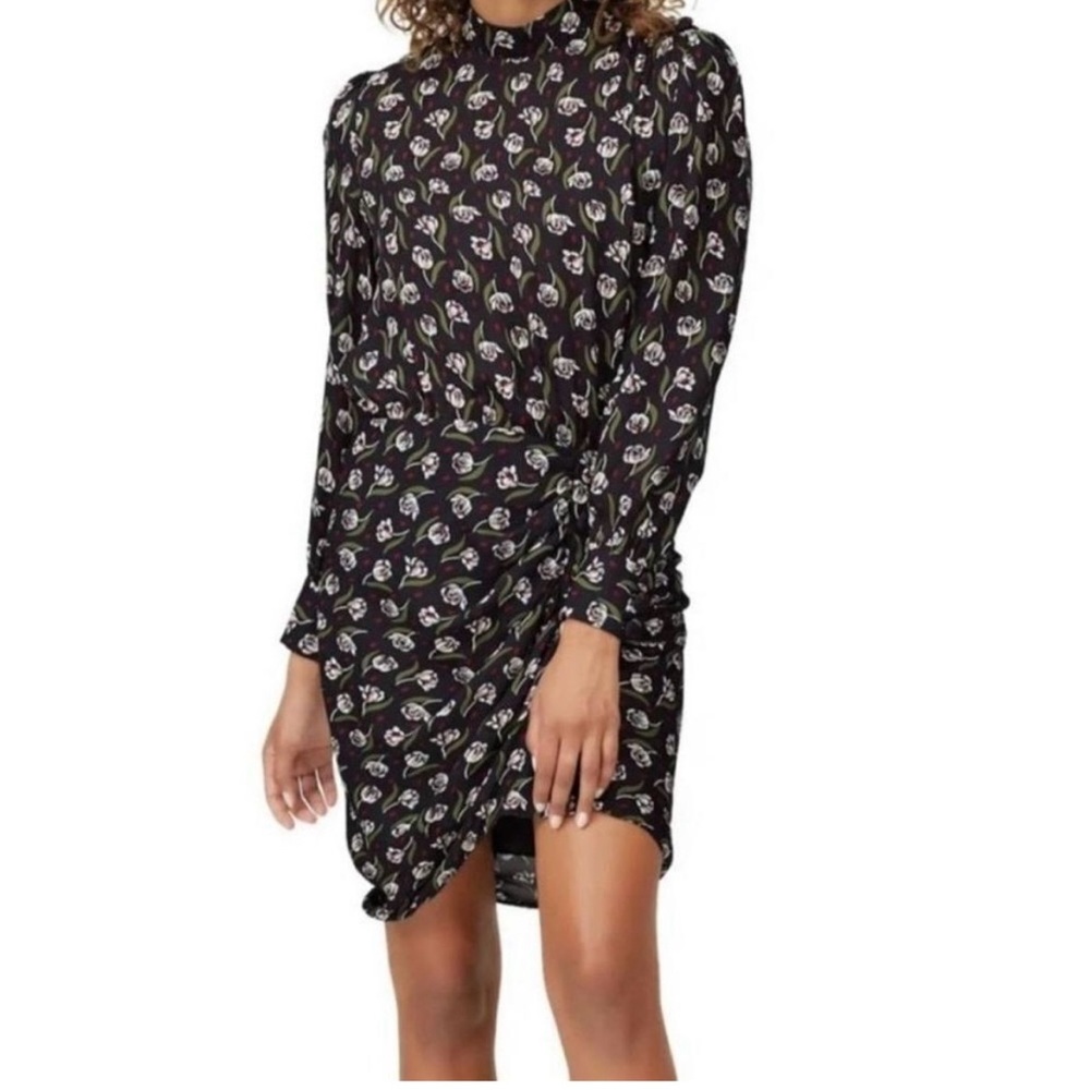 Veronica Beard Black Floral Silk Cadence Dress